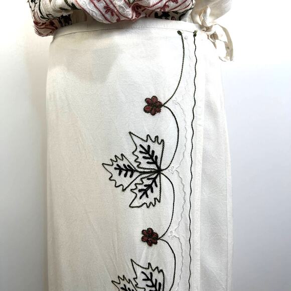 Vintage Crewel Embroidered Skirt Set by Effeci Naturecore Boho Hippie - Picture 8 of 9
